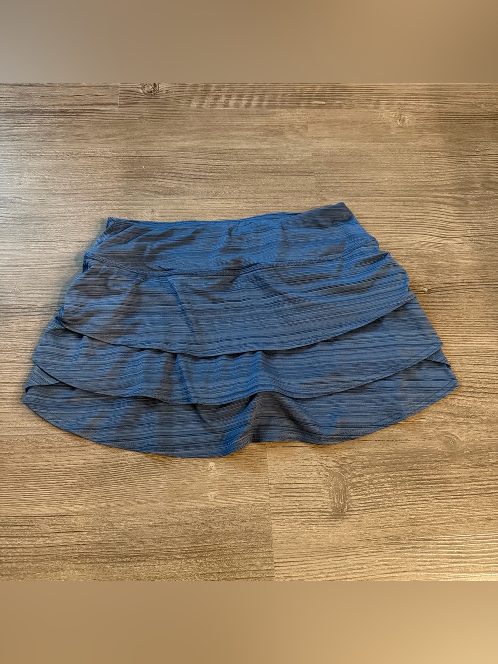 Athleta Stripe Swagger Skort Blue Gray Tiered Ruffle Tennis Pickleball S
